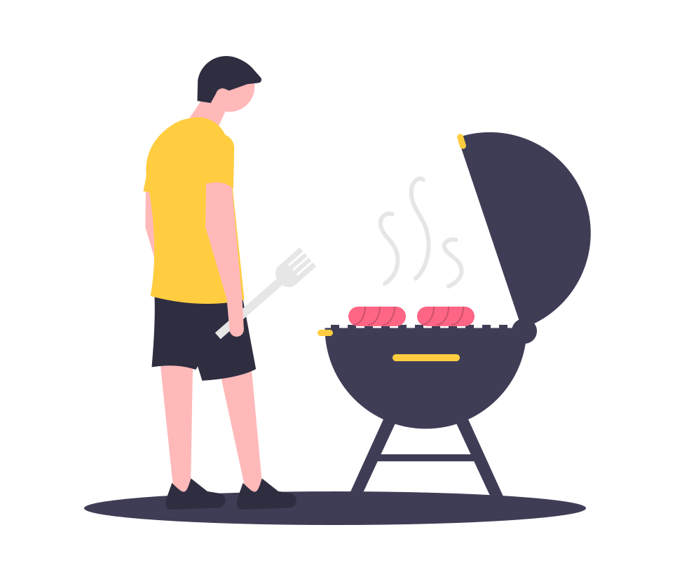 graphic of man grilling burgers